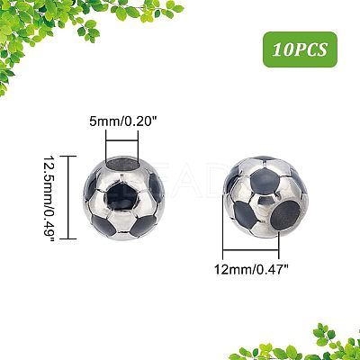 10Pcs 304 Stainless Steel Enamel European Beads STAS-UN0040-13-1