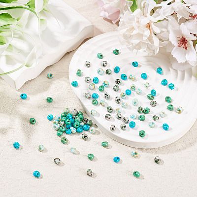 480Pcs 4 Colors Picasso Glass Seed Beads SEED-TA0001-07B-1