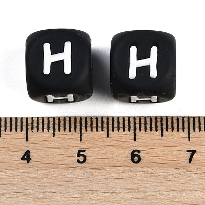 20Pcs Black Cube Letter Silicone Beads 12x12x12mm Square Dice Alphabet Beads with 2mm Hole Spacer Loose Letter Beads for Bracelet Necklace Jewelry Making JX433H-1