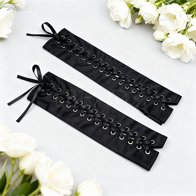 Polyamide Long Fingerless Gloves for Bride AJEW-CN0007-19-1