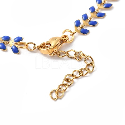 Enamel Ear of Wheat Link Chain Necklace NJEW-P220-02G-02-1