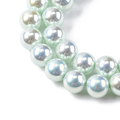 UV Plating Pearlized Glass Pearl Beads Strands GLAA-F128-01B-T13-1