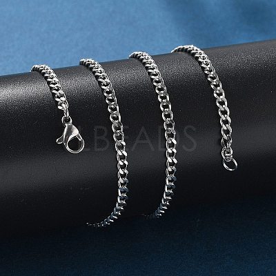 Non-Tarnish 304 Stainless Steel Curb Chain Necklaces NJEW-H492-01P-1