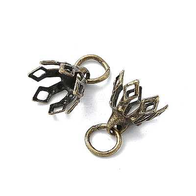 Flower Rack Plating Brass Filigree Bead Cap Bails KK-L102-27AB-1