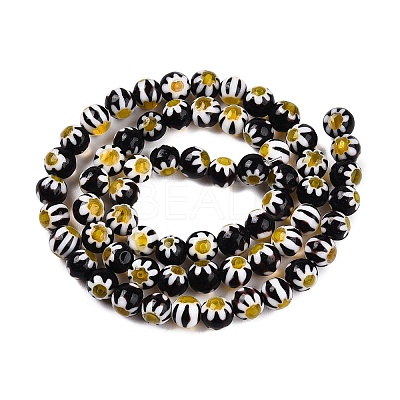 Round Millefiori Glass Beads Strands X-LK-P001-31-1