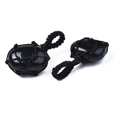 Natural Obsidian Pendants G-N0326-93B-1