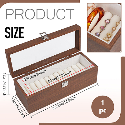 Black Walnut Wood Bracelet Organizer Display Cases with Velvet Inside and Visible Window Lid BDIS-WH0011-05-1