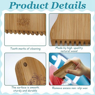 3Pcs Bamboo Surfboard Wax Comb DIY-FG0006-74-1