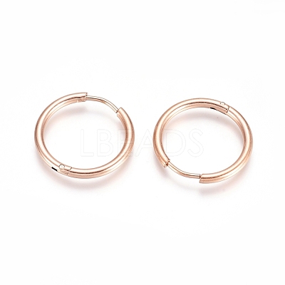 304 Stainless Steel Huggie Hoop Earrings EJEW-G272-02-16mm-RG-1