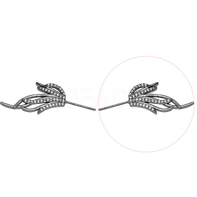 Brass Micro Pave Clear Cubic Zirconia Fishtail Head Pins BAPE-PW0002-10A-B-1