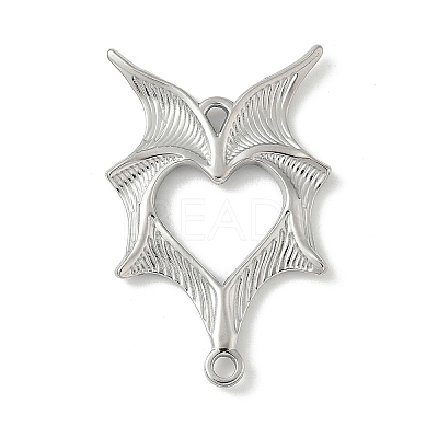 304 Stainless Steel Bat Wings Heart Links Connector Charms X-STAS-S186-13P-1