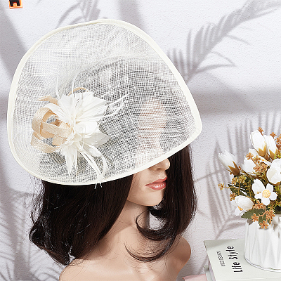 Linen Mini Hat Fascinator Base AJEW-WH0561-32C-1