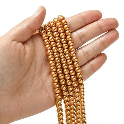 Eco-Friendly Dyed Glass Pearl Beads Strands HY-A008-6mm-RB094-1