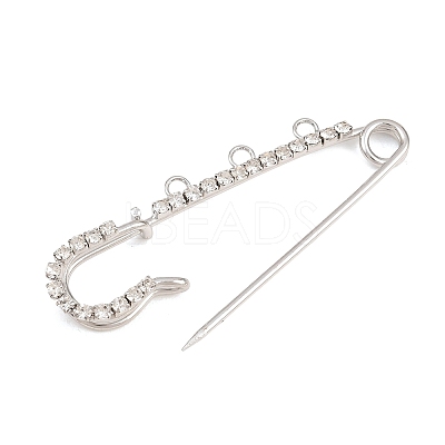 Iron Rhinestone Safety Pins Brooch Findings IFIN-A021-01B-P-1
