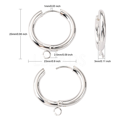 201 Stainless Steel Huggie Hoop Earring Findings STAS-P283-01J-S-1