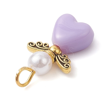 Acrylic & ABS Plastic Imitation Pearl Angel Pendants PALLOY-JF04466-01-1