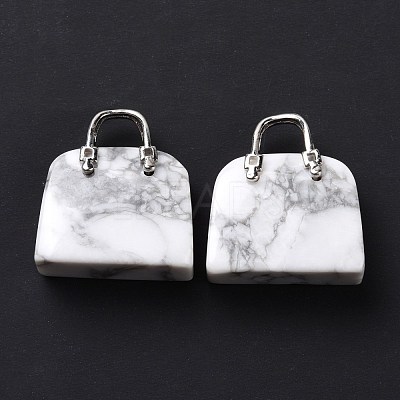 Natural Howlite Brass Pendants KK-E274-01P-025-1