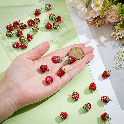 30Pcs Handmade Polymer Clay Rhinestone Pendants FIND-ME0002-75-1