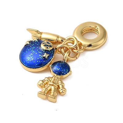 Rack Plating Brass Blue Enamel European Dangle Charms X-KK-P279-31G-1