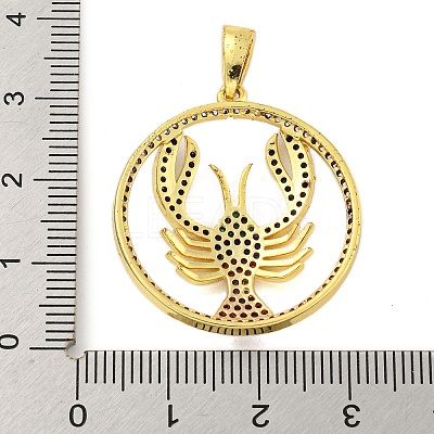 Golden Brass Micro Pave Cubic Zirconia Pendants KK-R159-37G-1