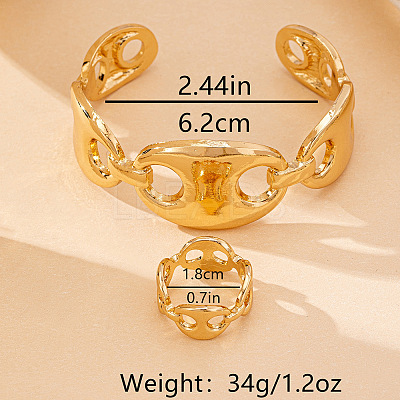 Coffee Bean Alloy Cuff Bangles & Rings Sets FS-WG0F6B5-01-1