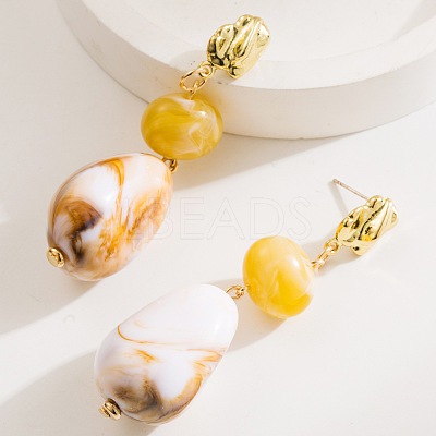 Alloy & Resin Dangle Stud Earrings WG13DBD-01-1