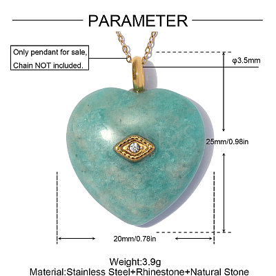 304 Stainless Steel with Amazonite & Crystal Rhinestone Pendants GG-OY001-01G-01-1
