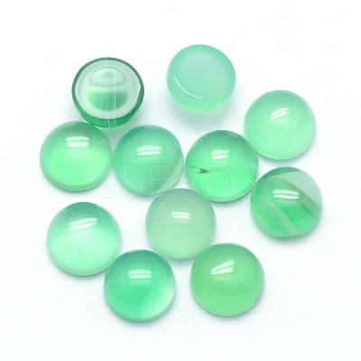 Natural Dyed & Heated Green Onyx Agate Cabochons X-G-P393-R04-6mm-1