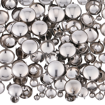 150Pcs 5 Styles Flat Round Brass Four Claw Nail KK-CL0001-03P-1