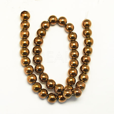 Non-magnetic Synthetic Hematite Beads Strands G-S096-6mm-4-1