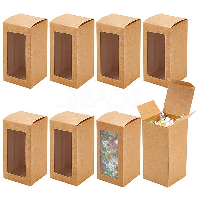 Kraft Paper Candy Boxes with PVC Clear Window CON-WH0097-07A-02A-1
