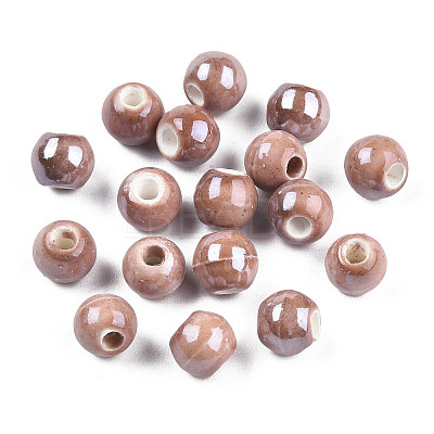Glazed Porcelain Round Beads X-PORC-S489-6mm-13-1