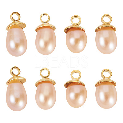 8Pcs Natural Pearl Pendants PALLOY-TAC0180-1