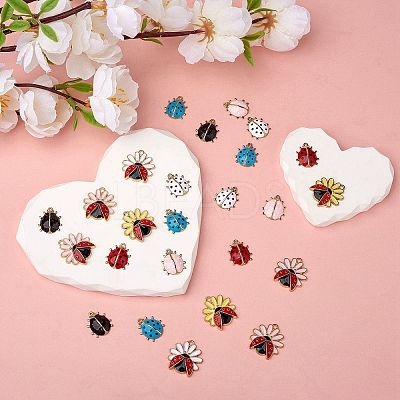 32Pcs 8 Style Alloy Enamel Pendants ENAM-SZ0002-81-1