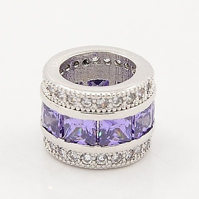 Medium Purple CZ Jewelry Findings Brass Micro Pave Cubic Zirconia Beads X-ZIRC-M015-25P-NR-1