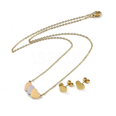 PVD Vacuum Plating 304 & 201 Stainless Steel Jewelry Sets SJEW-F146-01M-1
