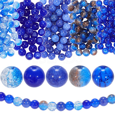 300Pcs 5 Styles Baking Paint Crackle Glass Beads CCG-PA0001-06-1