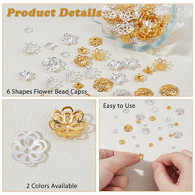 360Pcs 12 Styles Alloy & Brass Bead Caps FIND-HS0001-89-1