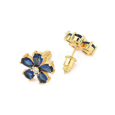 Rack Plating Brass Micro Pave Cubic Zirconia Stud Earrings EJEW-I304-07G-01-1
