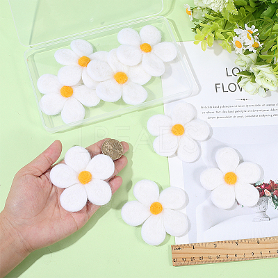 8Pcs Daisy Flower Wool Felt Fabric Costume Accessories AJEW-PH0008-82A-1