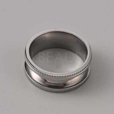 201 Stainless Steel Grooved Finger Ring Settings STAS-WH0027-26C-P-1