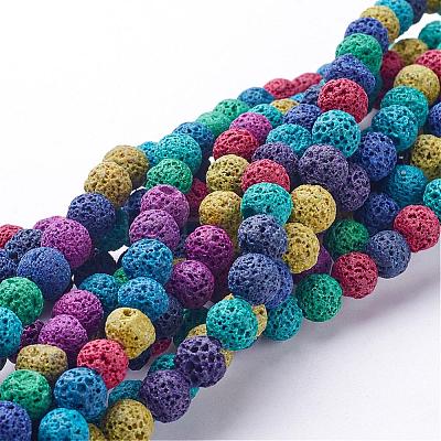 Natural Lava Rock Beads Strands G-D053-8mm-1-1
