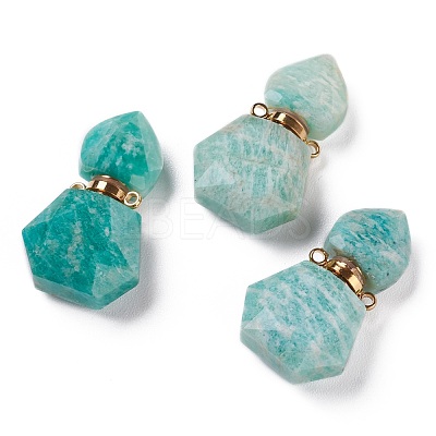 Hexagon Natural Amazonite Perfume Bottle Pendants G-H241-03D-G-1