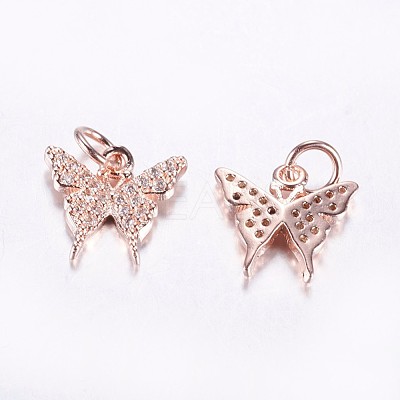 Long-Lasting Plated Brass Micro Pave Cubic Zirconia Charms ZIRC-F069-32RG-1