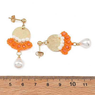 Brass Glass Seed Bead Chandelier Earrings EJEW-MZ00762-02-1