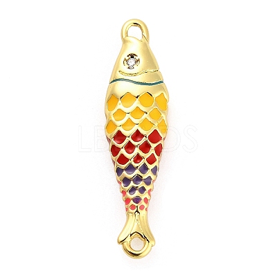Brass Enamel Fish Connector Charms KK-H527-11G-01-1