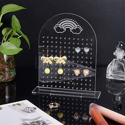 Arch Shaped Acrylic Earring Display Stands EDIS-WH0032-14-1