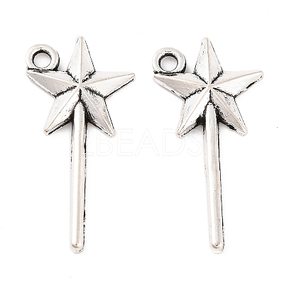 Fairy Tale Tibetan Style Alloy Magic Wand Pendants X-TIBEP-36112-AS-RS-1