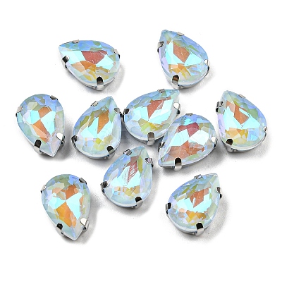 Mocha Fluorescent(MI) Teardrop Sew on Rhinestone GGLA-R043-02B-P01-1