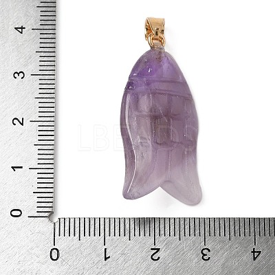 Natural Amethyst & Synthetic Turquoise Carved Pendants G-Z084-01G-08-1